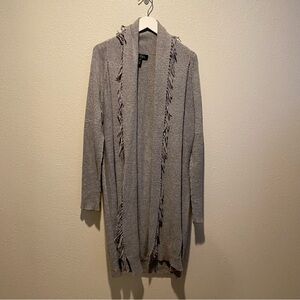 Jessica simpson Maternity Sweater Size S/M Long length cardigan fringe gray